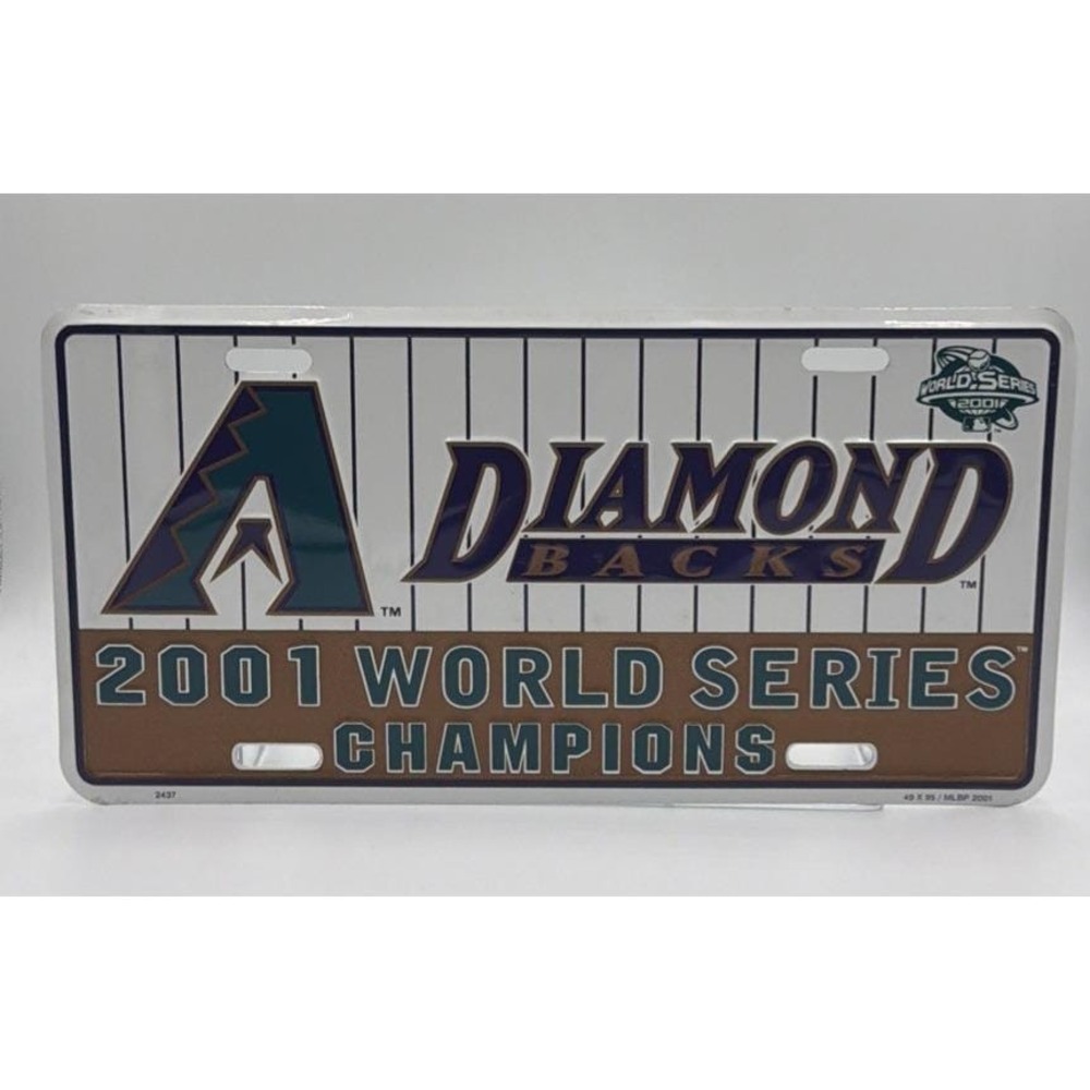 2001 World Series Champions Metal Booster License Plate Arizona Diamondbacks MLB